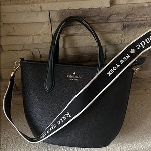 Kate Spade Black small Tote with Logo Strap